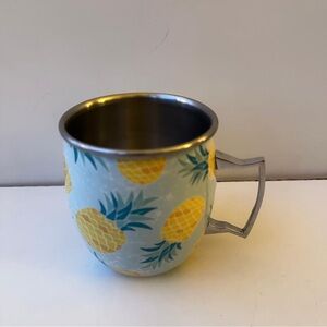 "Stainless Steel Pineapple Print Coffee Tea Mug Tropical